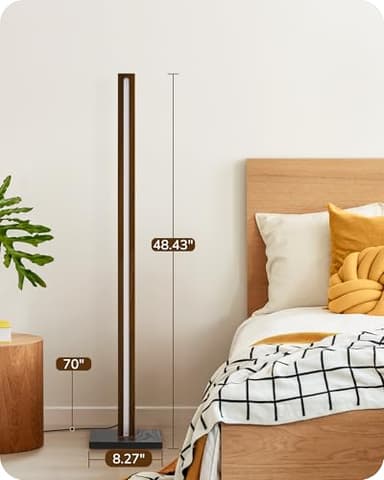 EDISHINE Wooden LED Corner Floor Lamp, Modern Standing Light with Remote, Minimalist Dimmable Floor Lamps for Living Room, Bedroom, Office, 7 Color Temperature 2700~6000K, 48.43" - Image 7