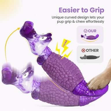 HGB Tough Dog Toys for Aggressive Chewers, Squeaky Indestructible Dog Toy to Keep Them Busy & Reduce Boredom for Small, Medium, Large Breeds, Bacon Flavor - Image 2