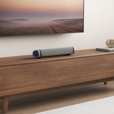 SOULION R30 Computer Speakers, Colorful LED Lights with Switch Button, Surround Sound Portable Computer Sound Bar Speakers for Desktop, Gray - Image 2