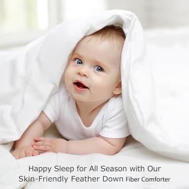 BPC Queen Size Feather Comforter, Filled with Feather and Down Fiber, 90x90 Inches All Season Duvet Insert Luxurious Fluffy Hotel Bedding Comforters with 100% Cotton Cover and 4 Corner Loops - Image 6