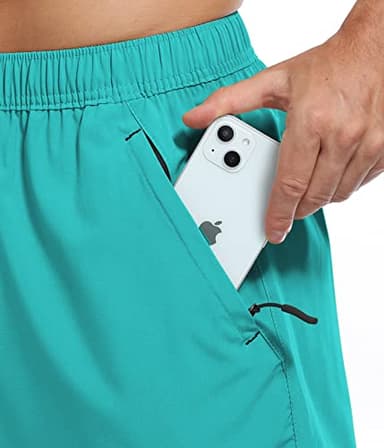 Men's Quick Dry Shorts Casual Summer Lightweight Dry Fit Athletic Running Sweat Shorts with Zip Pockets Light Green X-Large - Image 4