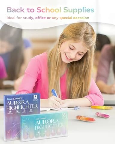 Four Candies 8 Pcs Highlighters Assorted Colors, Cute Pastel Highlighter Set, Dry Quickly, Soft Chisel Tip, Bible Highlighter for No Bleed, Back to School Supplies，Aesthetic Highlighters for Office - Image 6