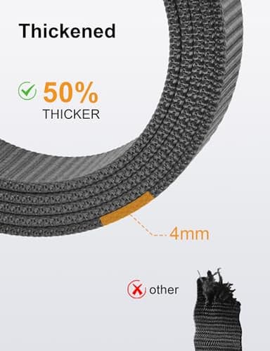 JUKMO Men's 1.5" Nylon Ratchet Belt, Casual Web Click Tactical Belt with Slide Buckle for Jeans, No Holes Adjustable Trim to Fit(Grey,Large) - Image 5