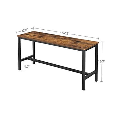 VASAGLE Dining Bench, Pair of 2, Industrial Style, Steel Frame, for Kitchen, Living Room, 12.8 x 42.5 x 19.7 Inches, Rustic Brown + Black，UKTB33X - Image 3