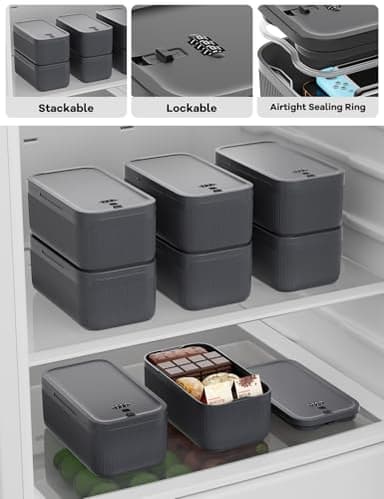 Small Lock Box for Medication Safe, Lockbox for Phone Jail, Medicine Lockable Storage Box with Code for First Aid Kits, Locked Food/Snackle Box Container for Home/Fridge/Office (Grey) - Image 6