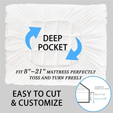 CYMULA Queen Mattress Topper for Back Pain - Extra Thick Cooling Mattress Pad Cover for Queen Size Bed - Soft Mattress Protector Pillow Top with 8-21 Inch Deep Pocket 3D Snow Down Alternative Fill - Image 6
