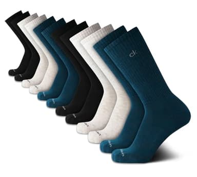 Calvin Klein Mens Crew Socks - 12 Pack Soft Stretch Breathable Athletic Socks for Men for Sports and Running (Size 7-12), Size 7-12, Blue Multi - Image 1