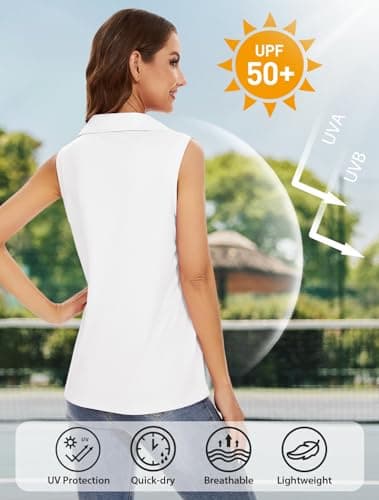 Ullnoy Women's Lightweight Polos Tops Sleeveless Golf Polo Shirt for Women Moisture Wicking Activewear Polos Tops 3 Pack Black/Gray/Cyan S - Image 2