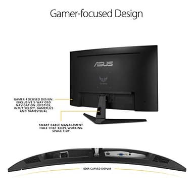 ASUS TUF Gaming VG328H1B 32” Curved Monitor, 1080P Full HD, 165Hz (Supports 144Hz), Extreme Low Motion Blur, Adaptive-sync, FreeSync Premium, 1ms, Eye Care, HDMI D-Sub - Image 5