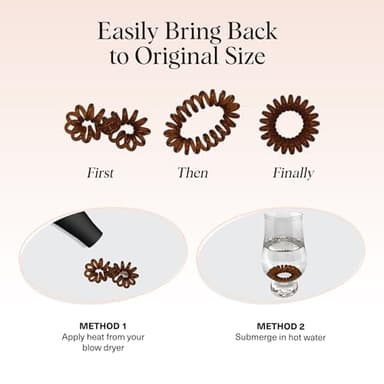 Kitsch Spiral Hair Ties for Women – Hair Ties No Damage, Ponytail Holders for Thick and Thin Hair – Creaseless and Dent-Free Coil, Phone Cord Style | Ideal Gifts for Women - 8pc Set, Brunette - Image 4