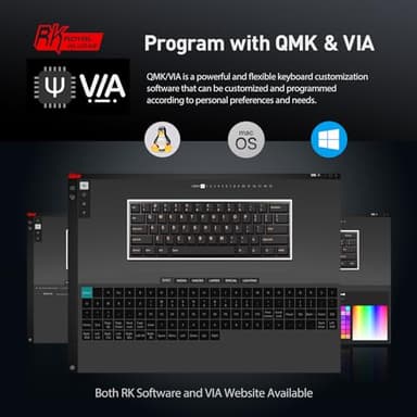 RK ROYAL KLUDGE RK61 Wired 60% Mechanical Gaming Keyboard Programmable QMK/VIA RGB Backlit 61 Keys Ultra-Compact Hot Swappable Blue Switch White - Image 7
