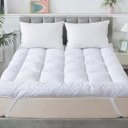 WhatsBedding 5 Inch Duck Feather Bed Twin Size, 100% Cotton Extra Thick Mattress Topper, 2500GSM Overfilled Pillow Top, Hotel Collection Mattress Topper - Image 1