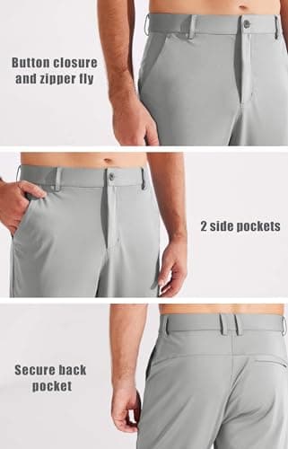 Libin Men's Dress Pants Work Golf Pants Sweatpants Joggers Track Athletic Casual Travel Business, Oyster Grey M - Image 3