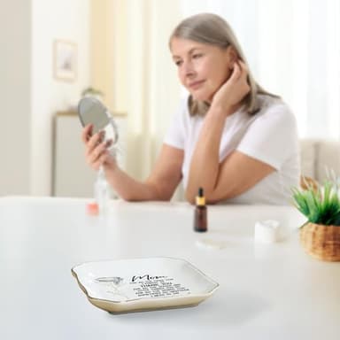 OASSIE Birthday Gifts for Mom - 4"x4" Ceramic Jewelry Dish Tray - Thank You Mom Birthday Gifts from Daughter Son, Mama Gift for Mother in Law, Appreciation Trinket Dish for Rings Earrings - Image 5