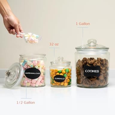 KooK Glass Storage Jars with Lids - 29oz (Set of 2), Kitchen Canisters for Sugar, Cookies, Cotton Balls, Glass Containers with Chalkboard Labels and Airtight Lid - Image 3