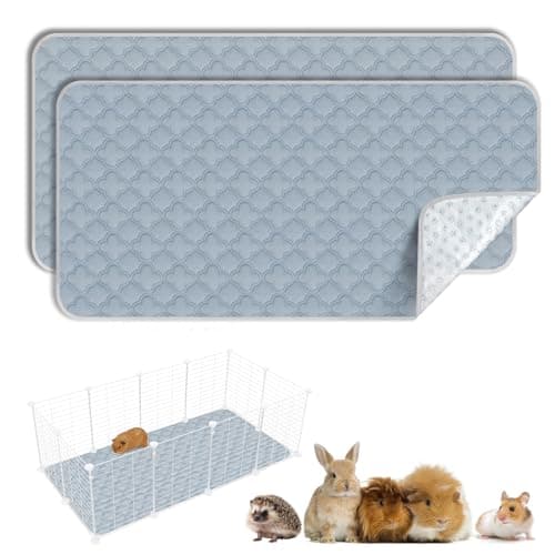 FunFurry Washable Guinea Pig Cage Liner - 2 Pack Reusable Washable Pee Pads，Waterproof Guinea Pig Bedding for Small Animal - Rabbit Bunny Hamster Puppy (Light Grey, 24" X 47" - 2 Pack) - Image 1