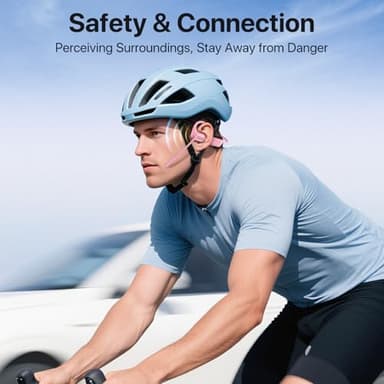 Open Ear Headphones with Mic, Bluetooth 5.4 Headset, Dual Connect Headphones with Noise Cancelling & Mute, Wireless Headset with Mic for Work, Mobile, Tablets, Laptops, Pink - Image 5