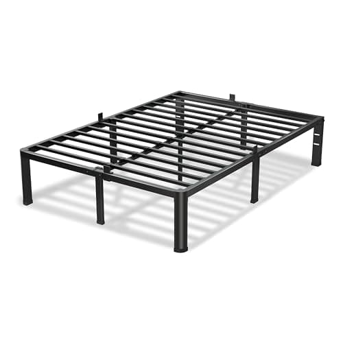 VIPSHOW 12 Inch Queen Bed Frame, 3500Lbs Heavy Duty Metal Platform with Round Corner Legs Mattress Slide Stopper, Steel Slat Support No Box Spring Needed, Noise Free, Non-Slip, Easy Assembly - Image 1
