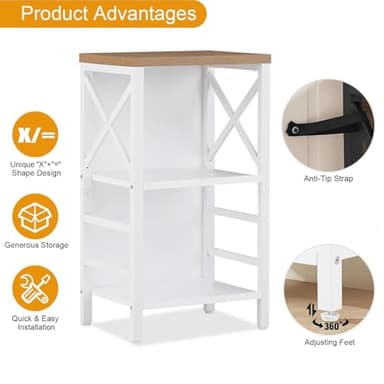 MNEETRUNG Small Bookshelf,3 Tier Industrial Bookcase with Metal Frame and Backboard,Low White Book Shelf,Book case for Small Spaces,Living Room,Bedroom and Home Office - Image 8