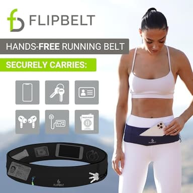 FlipBelt Zipper Running Belt, Waist Pack for Fitness and Running Fanny Pack for Women Men Phone Keys Money US Company - [Black] - [Small] - Image 2