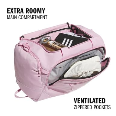 adidas Defender 5.0 Duffel Bag – Durable for Sports, Gym & Travel, True Pink/White, Small (42L) - Image 2