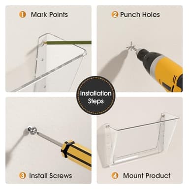 MaxGear Acrylic Wall File Organizer 6 Pockets Hanging Paper Holder Clear Wall Bins for School, Office and Home, 13x4x7 inches - Image 5