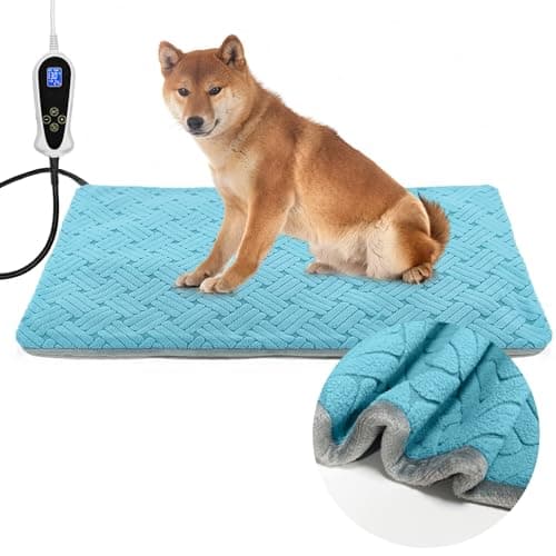 RC SLL Dog Heating Pad 34x21inches, Pet Heating Pad for Dogs with Timer Temperature Control, Waterproof Whelping Mats Heated Dog Bed with Chew Resistant Cord, Soft Cloth Cover - Image 1
