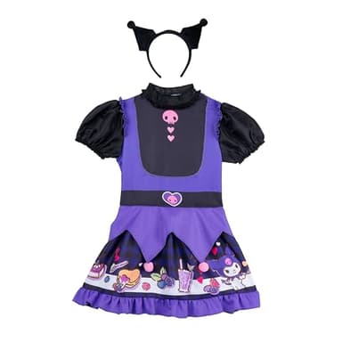 Jazwares Costume Play Hello Kitty and Friends Kuromi Official Youth Halloween Dress - Premium Quality Printed Dress with Headband (S) - Image 3