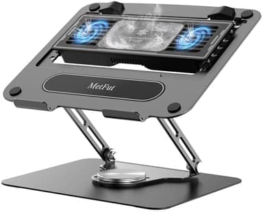METFUT Laptop Cooling Stand with Detachable Thermoelectric Cooler, Adjustable Height & Angle, 360 Rotation Base, Carbon Steel Framework, Ultra-Quiet & Super Sturdy for up to 15.6” Laptop (Black) - Image 1