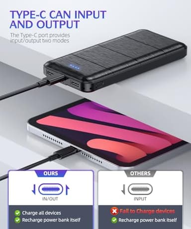 LOVELEDI Portable Charger 2-Pack 15000mAh Power Bank Dual USB and Type-C Output 5V3.1A Fast Charger Battery Pack for iPhone 16 15 14 13 12 X Samsung S24 S23 Google iPad etc (Light Black and White) - Image 3