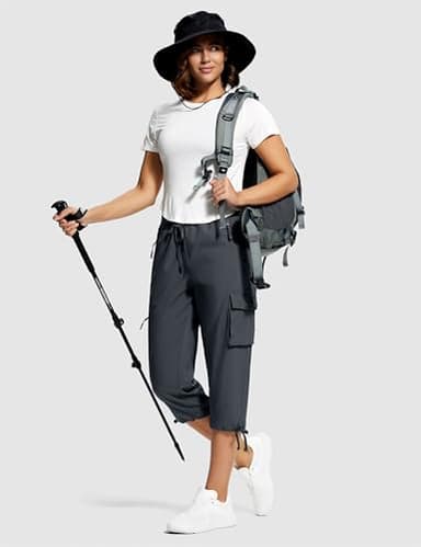 ISEEGZ Hiking Capris for Women with Pockets Lightweight Quick Dry Cargo Capri Travel Pants Women Casual Women's Capris - Image 4