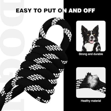 lynxking Slip Lead Dog Leash Reflective, Heavy Duty Comfortable Strong Rope for Large Medium Small Dogs No Pull Pet Training (Black, 2PCS Large 1/2in x 6ft) - Image 4