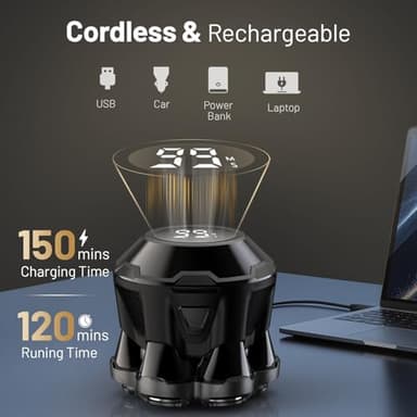 NIWUIO Head Shaver for Bald Men: Electric Bald Razor -IPX7 Wet Dry Shaving- 7 Floating Heads for Ultimate Comfort - Rechargeable Grooming Kit for Scalp/Face/Beard-Close Shaving - Image 4