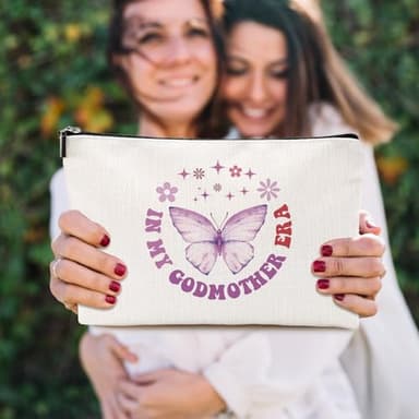 VICBOU Cute Butterfly Gifts for Women Godmother Mothers Day Makeup Bag Godmother Proposal Gift Godmother Gifts Butterfly Cosmetic Bag for Women New Mom Mommy Mama Friend Sister Christmas Birthday - Image 7