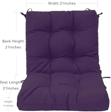 QILLOWAY Outdoor Seat/Back Chair Cushion Tufted Pillow, Spring/Summer Seasonal All Weather Replacement Cushions. (Purple - Image 3