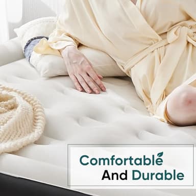 Sweetcrispy Queen Air Mattress - 16" Inflatable Blow Up Airbed with Built-in High Capacity Pump, Double Height, Non-Slip Bottom Design, Weight Capacity 660 lbs Air Bed for Home or Camping - Image 2