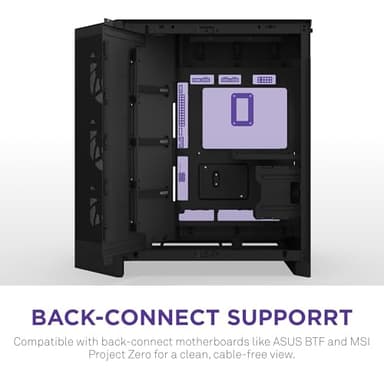 NZXT H9 Flow (2025) – Large Dual-Chamber ATX Mid-Tower Airflow PC Case – Includes 3 x 140mm & 1 x 120mm Fans – 420mm Radiator Support – Tempered Glass – Back-Connect Ready – Black - Image 8