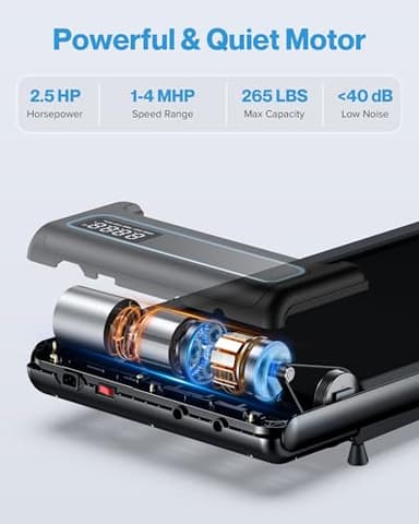 10% Incline Under Desk Walking Pad, 2.5HP Low Noise Treadmill for Home Office Apartment, 3 in 1 Lightweight Running Machine for Small Space, Works with Apps & Mute Remote Control, No Installation - Image 2