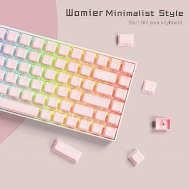 Womier Jelly Keycaps-Crystal Cute Keycaps Pink 60 65 75 100 Percent, Side Printed Elegant Key caps Custom113 Keys, OEM Profile for 61/68/84/87/98/100 Cherry Gateron MX Mechanical, Pink - Image 5
