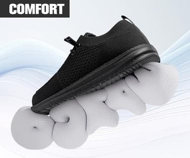 LARNMERN Slip On Steel Toe Shoes Men Lightweight Comfortable Walking Sneakers Safety Work Steel Toe Loafers(13 Men, Black) - Image 6