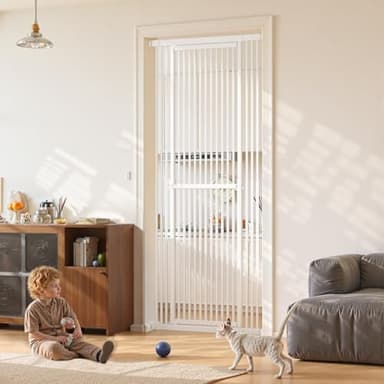 Gardner Pet 51"-87" Extra Tall Cat Gate for Doorway, 27.56"-37" Wide Included 4 Extension Kits, No Drilling Pressure Mount Kit Full Door Gate for Dogs (White, 51"-87" High) - Image 1