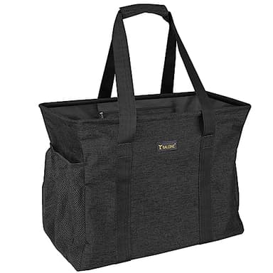 BALEINE Extra Large Utility Tote Bag with Wire Frame for Storage (Black, 16.5''x14''x10'') - Image 1