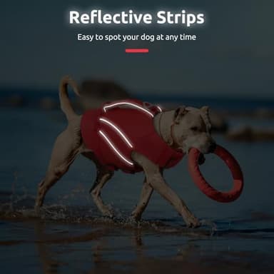 Queenmore Dog Life Jackets, Dog Life Vest for Swimming Medium, Ripstop Pet Lifesaver with Rescue Handle, High Visibility Flotation Vest, Pet Pool Float (Red,M) - Image 6