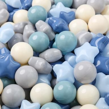 TRENDPLAY Star Ball Pit Balls for Toddlers - 200 Count Star Balls Different Shapes, Non-Toxic Plastic Balls for Safe Play, Boys Girls Festival Party Decoration, Cream Blue - Image 4