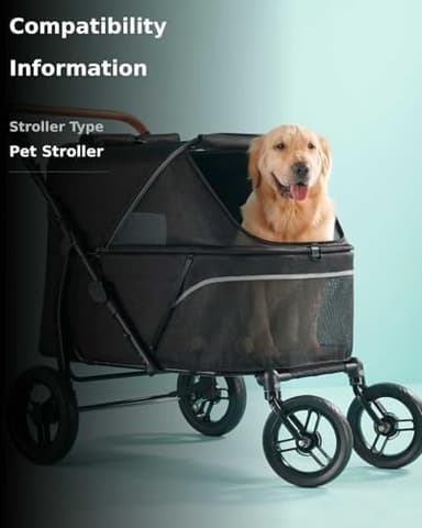 Zoosky Pet Stroller for Large Dogs up to 110lbs, Large Pet Stroller for Multiple Pets, All-Terrain with Adjustable Handle & Mesh Dual-Window, 1680D Waterproof Oxford Fiber - Image 3