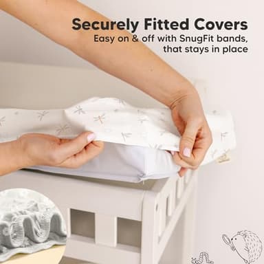 2-Pack Baby Changing Pad Covers for Girl, Boy, Neutral - Soft Viscose Derived from Bamboo Changing Table Pad Cover Sheets, Baby Nursery Diaper Changing Pad Cover, Contour Changing Pad Liner (Meadow) - Image 5