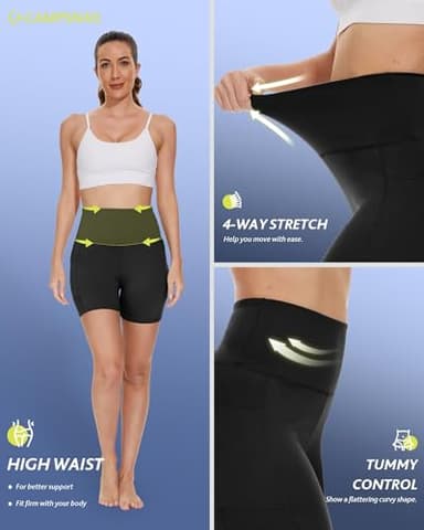 CAMPSNAIL Biker Shorts Women with Pockets - 3"/5"/8" High Waisted Workout Spandex Tummy Control Gym Running Yoga Shorts - Image 5