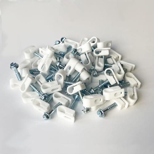 Sactulaz Round Cable Clip with Screws, Wire Clip, Cord Clips, Coaxial Cable Organizer Clips for Hanging (40)
