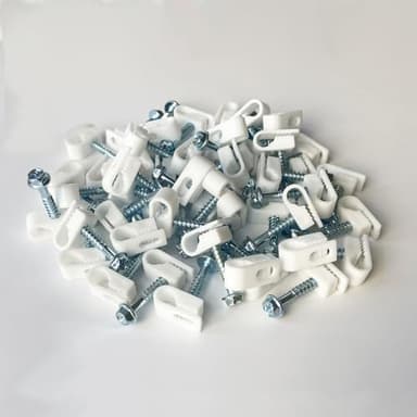 Sactulaz Round Cable Clip with Screws, Wire Clip, Cord Clips, Coaxial Cable Organizer Clips for Hanging (40)