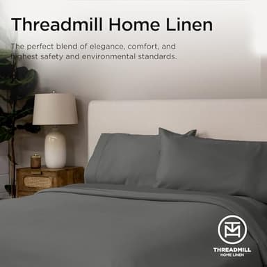 Threadmill Certified 100% American Supima Cotton Sheets, Queen Sheet Set, 1000 Thread Count, 4 Piece Luxury Bedding Set, Hotel Quality Sateen Weave, Dark Grey BedSheets with Elasticized Deep Pocket - Image 8